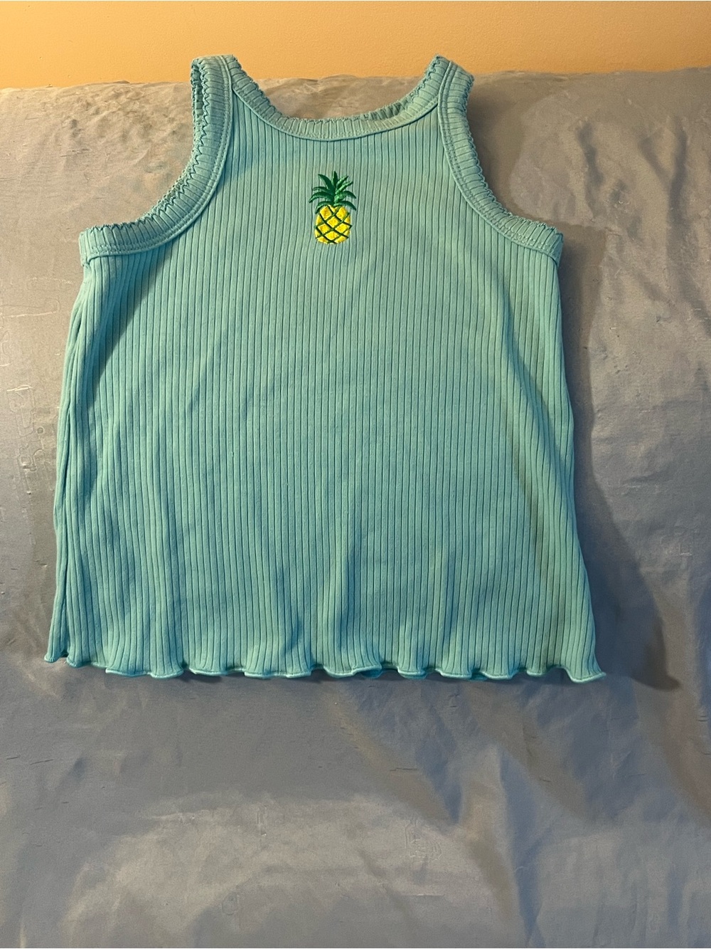 Cat & Jack Turquoise Green Ribbed Toddler Top